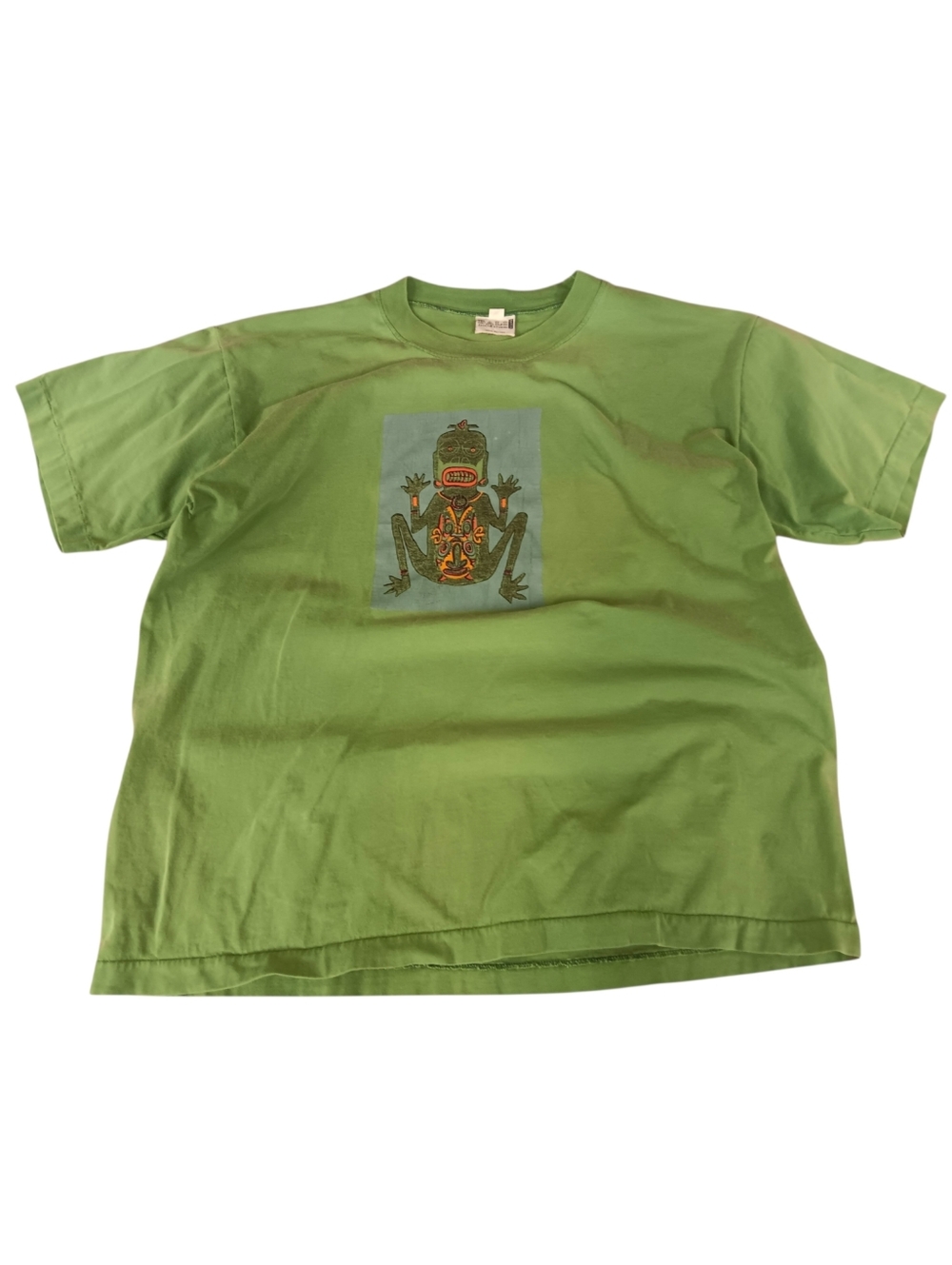 Bali Aztec Green Graphic Frog T-Shirt - L